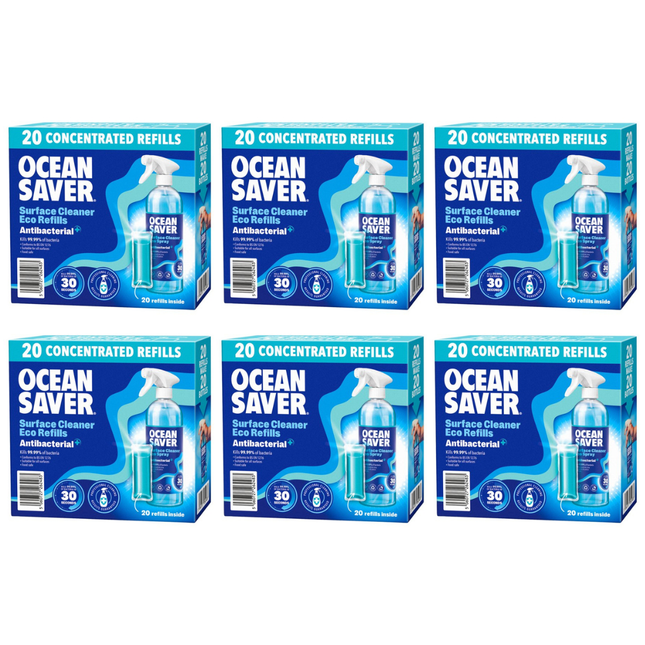 Antibacterial Cleaner Refill – Ocean Saver Surface Cleaner Eco Refills 6 x 20 x 10ml