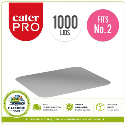 CaterPro 1000 aluminium foil lined paper lids for small rectangular food trays