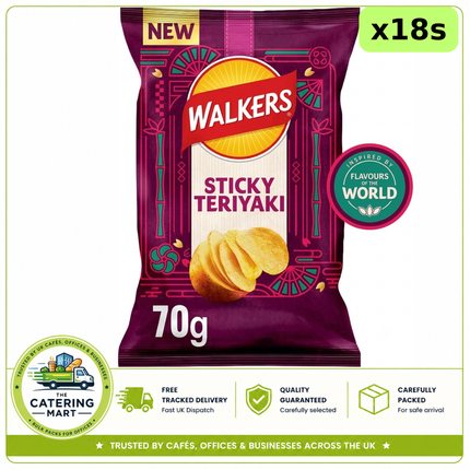 Walkers Sticky Teriyaki Flavour Sharing Crisps 18 x 70g bulk wholesale case