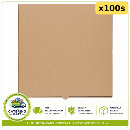 100 JR Foods 9 inch plain brown pizza boxes for small pizzas and wholesale takeaway packaging