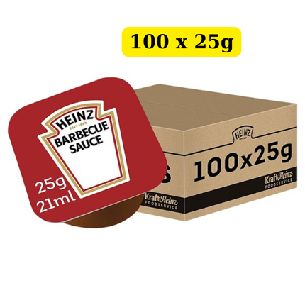 Heinz Barbecue Sauce 25g single-serve portion of smoky tangy barbecue sauce for burgers, chips, chicken, sausages, sandwiches and catering