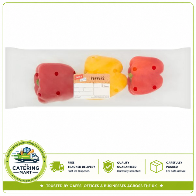 Jack's Sweet Mixed Peppers 3 Pack containing three fresh mixed sweet peppers for salads, cooking and catering