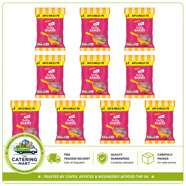 Jack's Jelly Babies 10 x 140g wholesale case of colourful soft and chewy jelly baby sweets