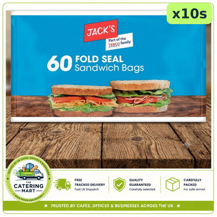 Jack's Fold Seal Sandwich Bags 10 packs of 60 disposable sandwich food bags for wholesale catering