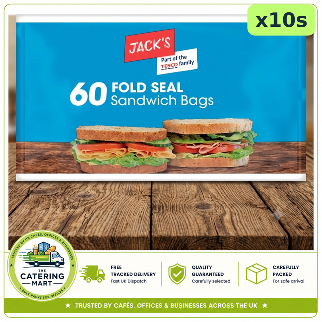 Jack's Fold Seal Sandwich Bags 10 packs of 60 disposable sandwich food bags for wholesale catering