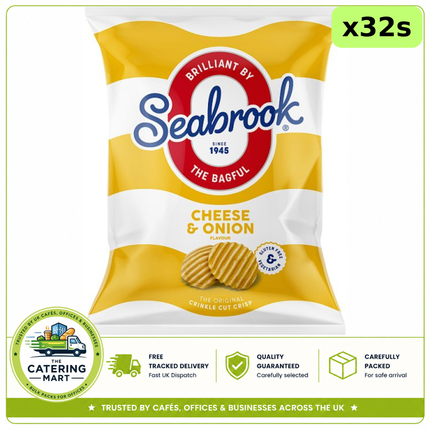 Seabrook Cheese & Onion Flavour Crisps wholesale case containing 32 x 31.8g individual packs