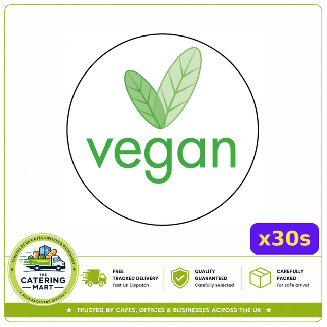 25mm circular adhesive VEGAN labels case of 30 for catering and professional kitchens