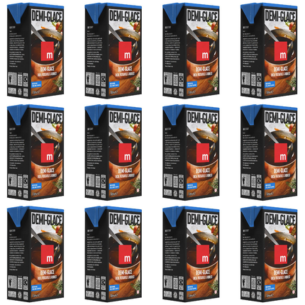 Macphie Demi-Glace wholesale case containing 12 x 1 litre packs of ready-to-use rich savoury sauce for beef, steak, lamb, gravies and professional kitchens