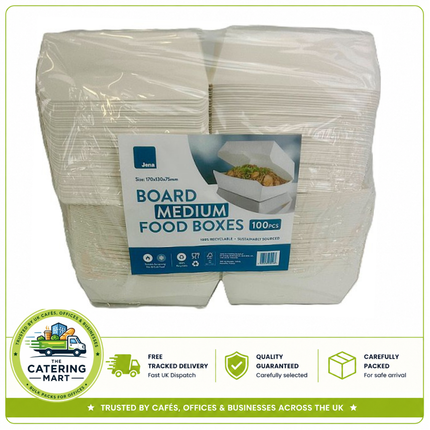 100 medium 170 x 130 x 75mm food boxes for wholesale takeaway and catering food packaging