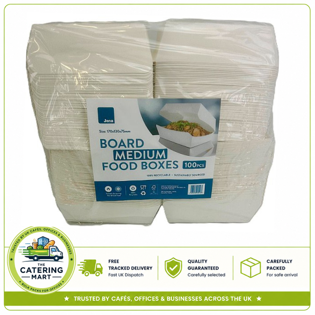 100 medium 170 x 130 x 75mm food boxes for wholesale takeaway and catering food packaging