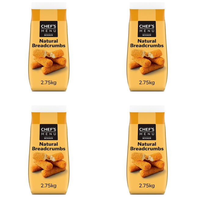 Chef's Menu Natural Breadcrumbs wholesale case containing 4 x 2.75kg packs for coating, binding and topping savoury dishes