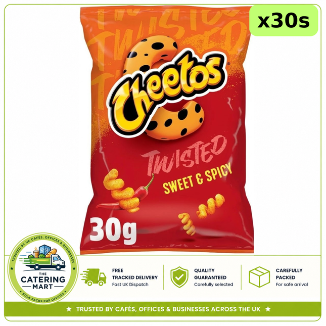 Cheetos Twisted Sweet & Spicy Snacks Crisps wholesale case containing 30 x 30g individual snack packs