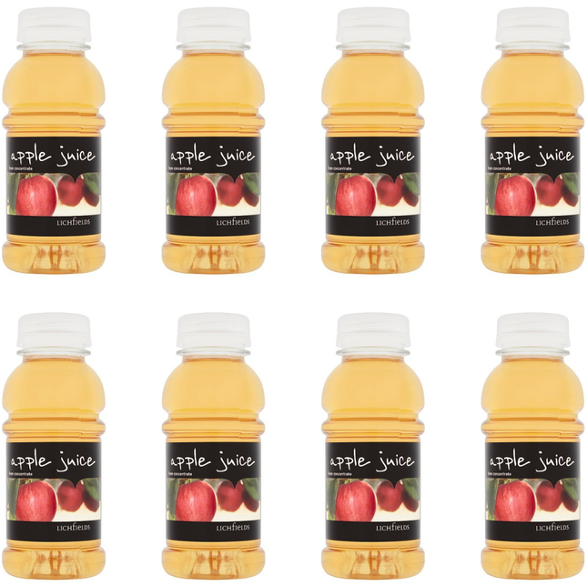 Lichfields Apple Juice from Concentrate wholesale case containing 8 bottles of 250ml apple juice.