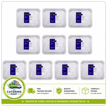 Chef's Larder 10 x 10 oblong aluminium foil trays 324mm for bulk wholesale catering and takeaway food packaging