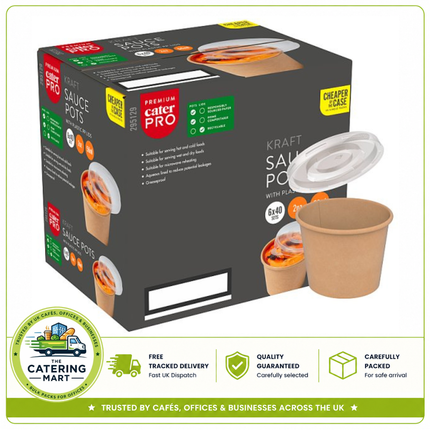 CaterPro Premium 6 x 40 Kraft Sauce Pots 56ml | Bulk Wholesale Food Packaging
