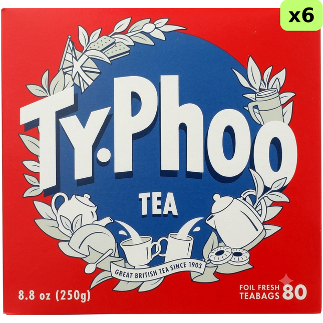 Typhoo Tea Bags PM 6 x 80 Bags | Wholesale Catering Black Tea