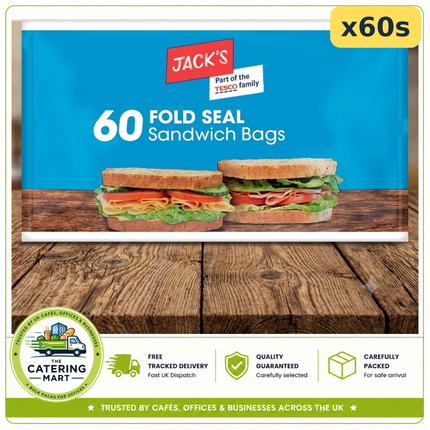 Jack's Fold Seal Sandwich Bags 60 packs of 60 disposable sandwich food bags for wholesale catering
