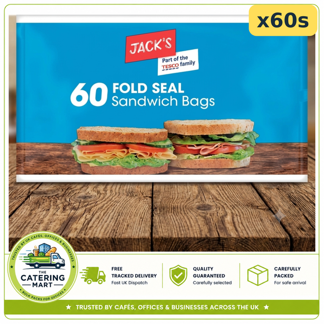 Jack's Fold Seal Sandwich Bags 60 packs of 60 disposable sandwich food bags for wholesale catering