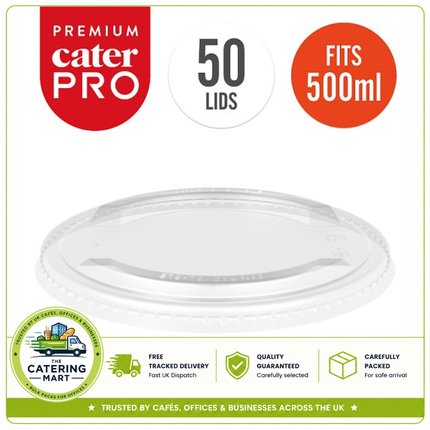 CaterPro Premium 50 clear PET lids for 500ml and 750ml street food bowls