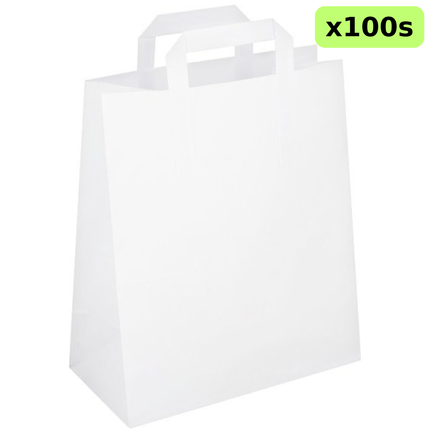 FyNite Small White Block Bottom Takeaway Food Bags 180 x 90 x 205mm 100 pieces