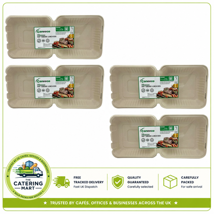 Caneeco 200 natural unbleached 8 x 8 inch square lunch boxes for wholesale takeaway packaging