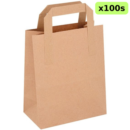 FyNite Small Brown Block Bottom Takeaway Food Bags 180 x 90 x 205mm 100 pieces