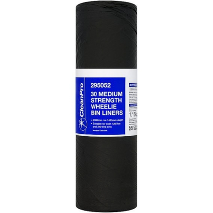 CleanPro Medium Strength Wheelie Bin Liners 30pcs 1.16kg