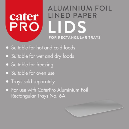 CaterPro 500 Aluminium Foil Lined Paper Lids for Rectangular Trays | Wholesale