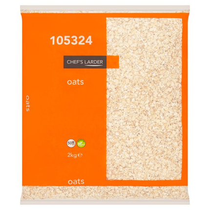 Chef's Larder Oats 2kg wholegrain rolled oats catering pack for porridge, breakfast service, flapjacks, oatcakes, cookies and professional baking