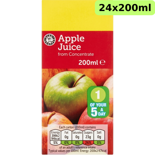 Euro Shopper Apple Juice from Concentrate in a wholesale case of 24 x 200ml cartons.