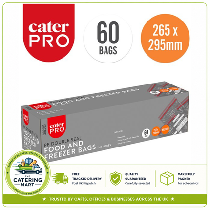 CaterPro Medium PE Double Seal Food and Freezer Bags 3.8L 265 x 295mm
