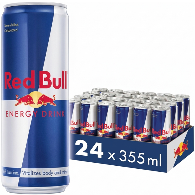 Red Bull Original Energy Drink wholesale case containing 24 x 355ml cans.