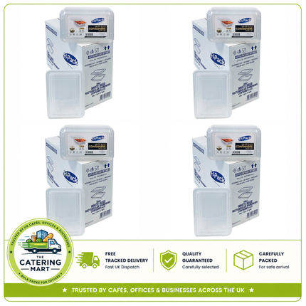 60 x 38oz rectangular white microwave food containers with matching lids for wholesale takeaway and catering packaging