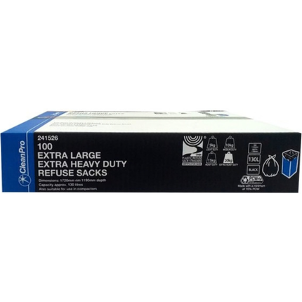 CleanPro Extra Large Extra Heavy Duty Refuse Sacks 100pcs 7.5kg