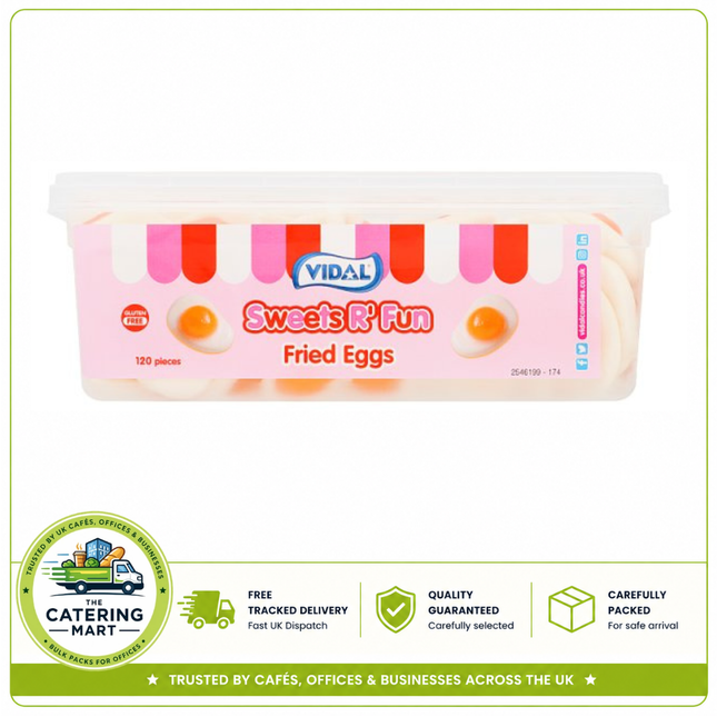 Vidal Sweets R' Fun Fried Eggs 120 pieces 720g pack of colourful soft and chewy fried egg-shaped sweets