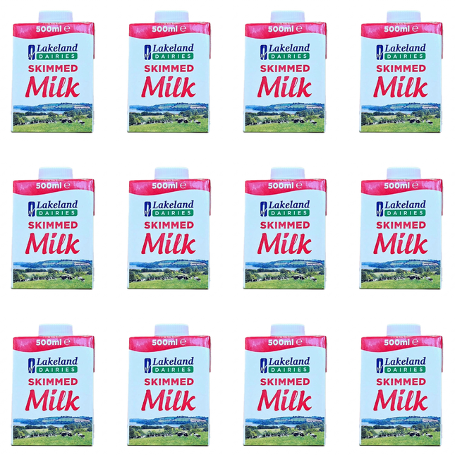 Lakeland Dairies Skimmed Milk wholesale case containing 12 x 500ml bottles