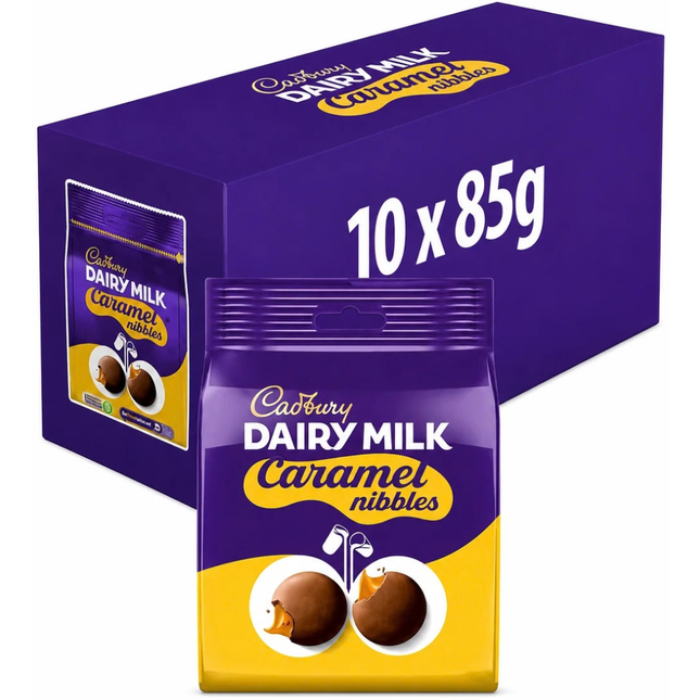 Cadbury Dairy Milk Caramel Nibbles 10 x 85g | Bulk Chocolate Bags