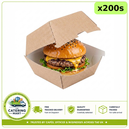 200pcs Value Choice Kraft Burger Boxes 140 x 140 x 75mm | Bulk