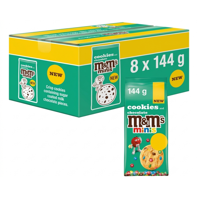 M&M's Minis Cookies 8 x 144g | Bulk Chocolate Cookie Snack Packs