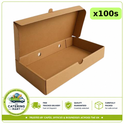 JR Foods Large Brown Kraft Fish & Chips Boxes 100pcs | Bulk Wholesale