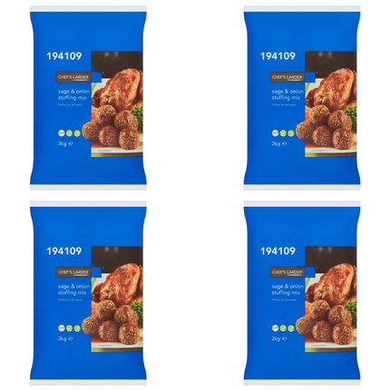 Chef's Larder Sage & Onion Stuffing Mix wholesale case containing 4 x 2kg packs for traditional sage and onion stuffing