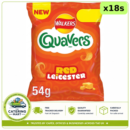Quavers Red Leicester Cheese Snacks wholesale case containing 18 x 54g bags