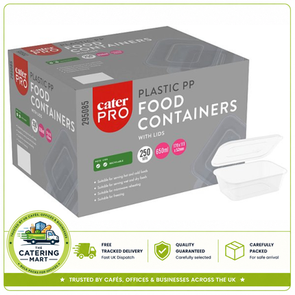 CaterPro 250 PP Food Containers with Lids 650ml | Wholesale Packaging