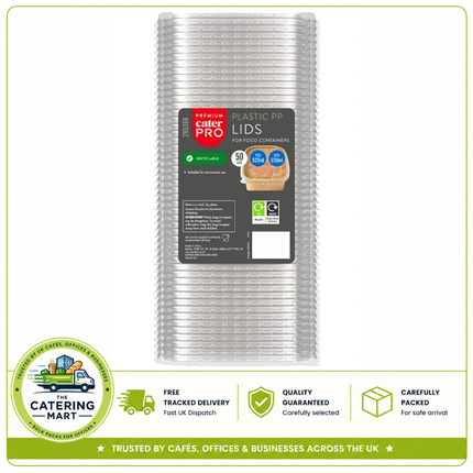 CaterPro Premium 50 plastic PP lids for 500ml and 650ml food containers