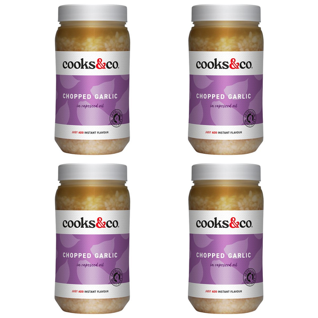 Cooks&Co Chopped Garlic in Oil wholesale case containing 4 x 1.2kg catering jars