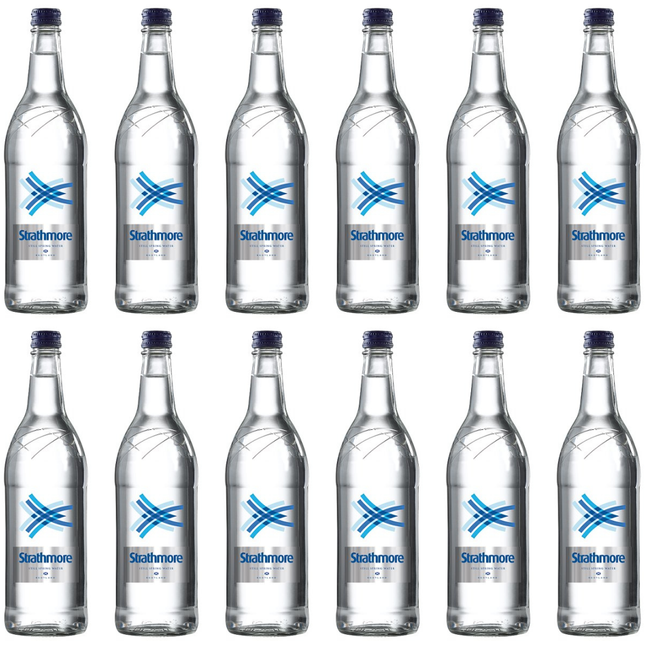 Strathmore Still Scottish Spring Water bottles, wholesale case of 12 x 750ml.