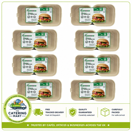 Caneeco 400 natural unbleached 6 x 6 inch sugarcane bagasse burger boxes