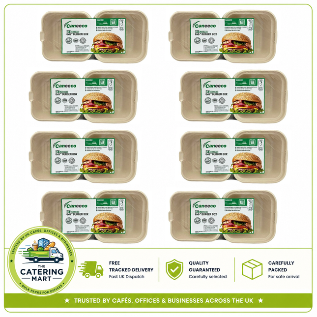 Caneeco 400 natural unbleached 6 x 6 inch sugarcane bagasse burger boxes