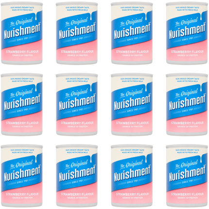 Nurishment The Original Strawberry Flavour milk drink wholesale case containing 12 x 400g cans.