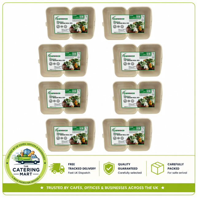 Caneeco 400 natural unbleached 7 x 5 inch medium meal boxes for wholesale takeaway packaging